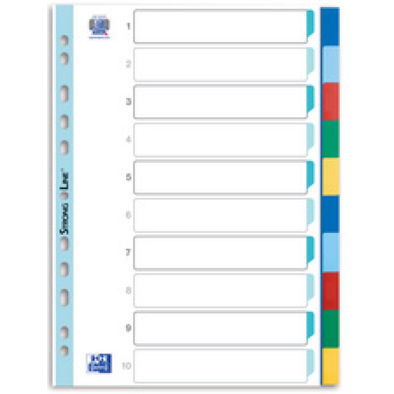 Oxford Intercalaires en plastique, A4, onglets en couleur
