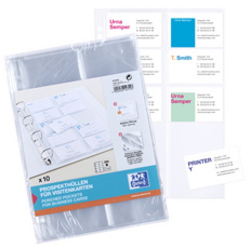 Oxford pochette pour cartes de visite,format A4, PP, 0,09 mm