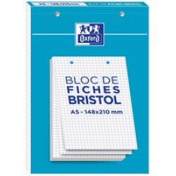 Oxford Bloc de fiches bristol, A5, uni, blanc