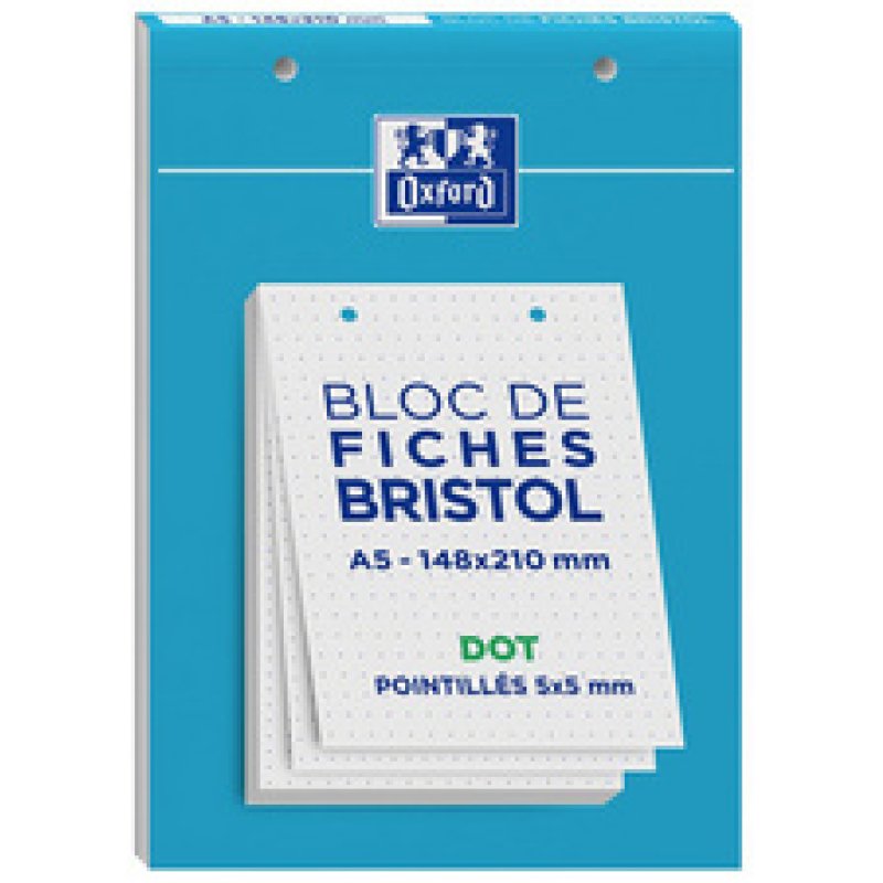 Oxford Bloc de fiches bristol, A5, uni, blanc