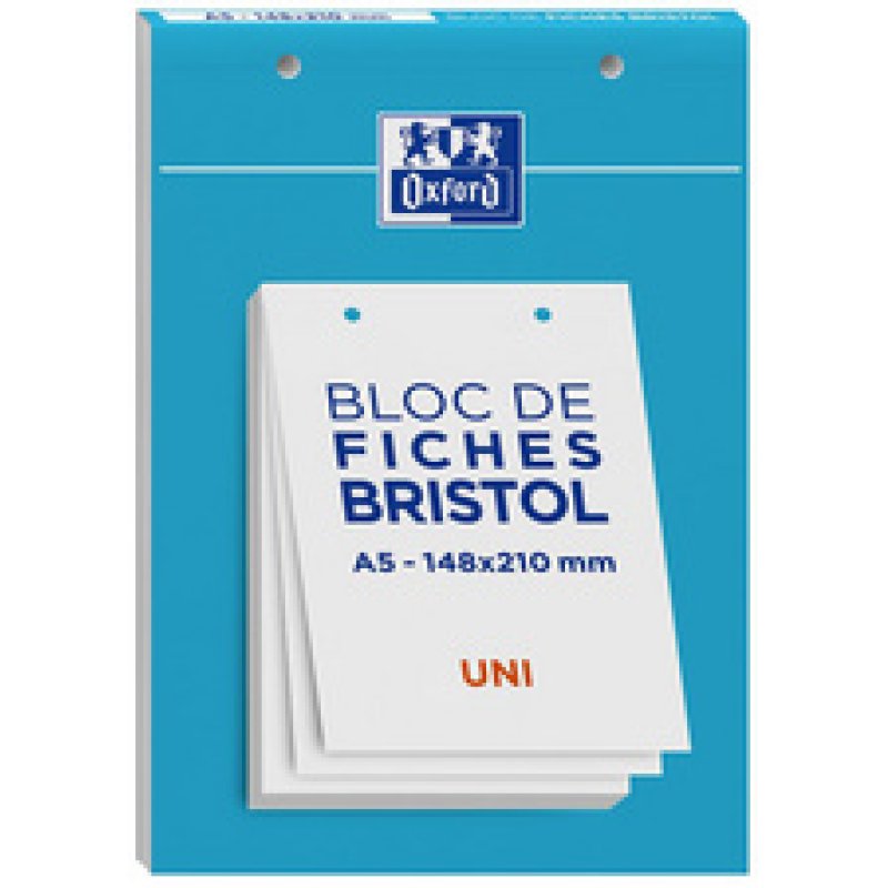 Oxford Bloc de fiches bristol, A5, uni, blanc