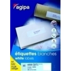 Agipa White Multipurpose 100 A4 70 x 37 étiquette auto-collante Blanc 2400 pièce(s)