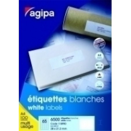 Agipa White Multipurpose 100 A4 70 x 37 étiquette auto-collante Blanc 2400 pièce(s)