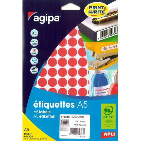 agipa Pastille de couleur, diamètre: 15 mm, rond, rouge