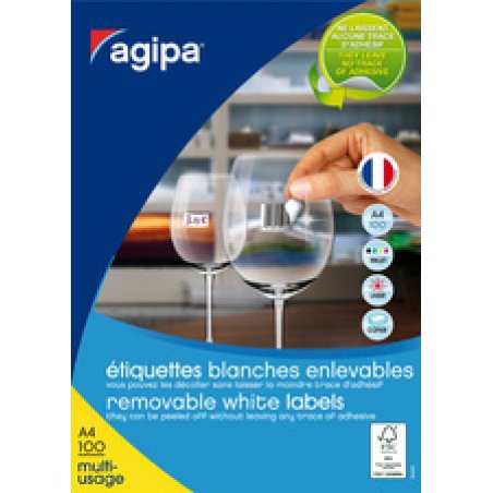 agipa Etiquette universelle, 105 x 37 mm, blanc