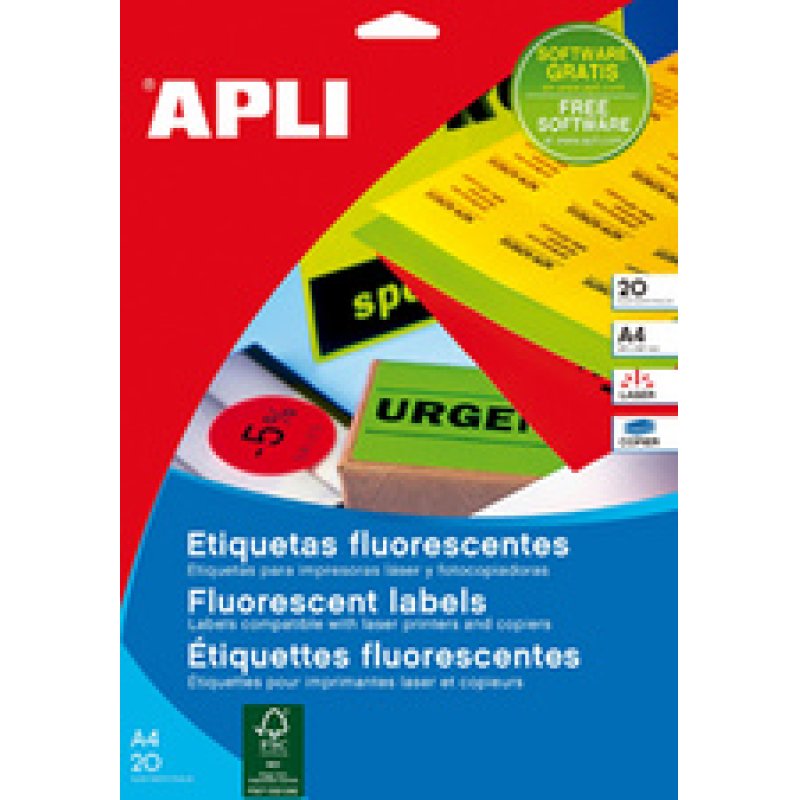 APLI Etiquette d'adresse, 99,1 x 67,7 mm, jaune fluo