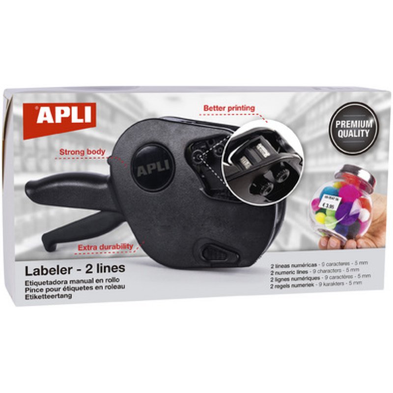 APLI Pince à étiqueter 102365, 2 lignes, 9 chiffres