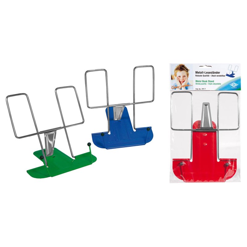 Wedo 211 7 support de livre Bleu, Vert, Violet, Rouge Métal, Nickel