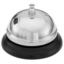 WEDO Cloche de table, sonnette en métal, socle noir