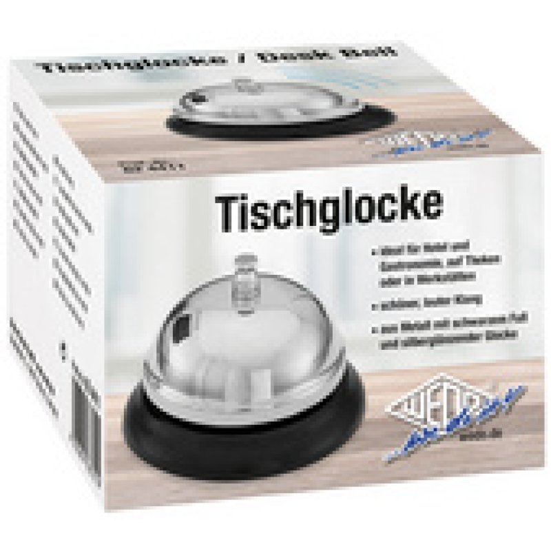 WEDO Cloche de table, sonnette en métal, socle noir