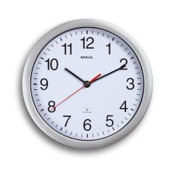 MAUL 9052695 Horloge murale et de table Horloge à quartz Cercle Argent, Blanc