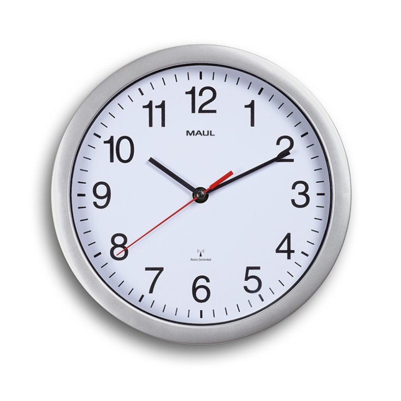 MAUL 9052695 Horloge murale et de table Horloge à quartz Cercle Argent, Blanc