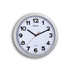MAUL 9053195 Horloge murale et de table Horloge à quartz Cercle Argent, Blanc