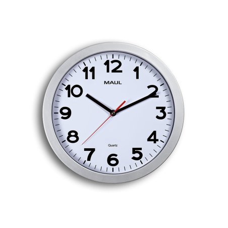 MAUL 9053195 Horloge murale et de table Horloge à quartz Cercle Argent, Blanc
