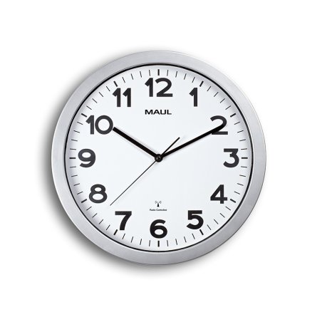 MAUL 9053595 Horloge murale et de table Horloge à quartz Cercle Argent, Blanc
