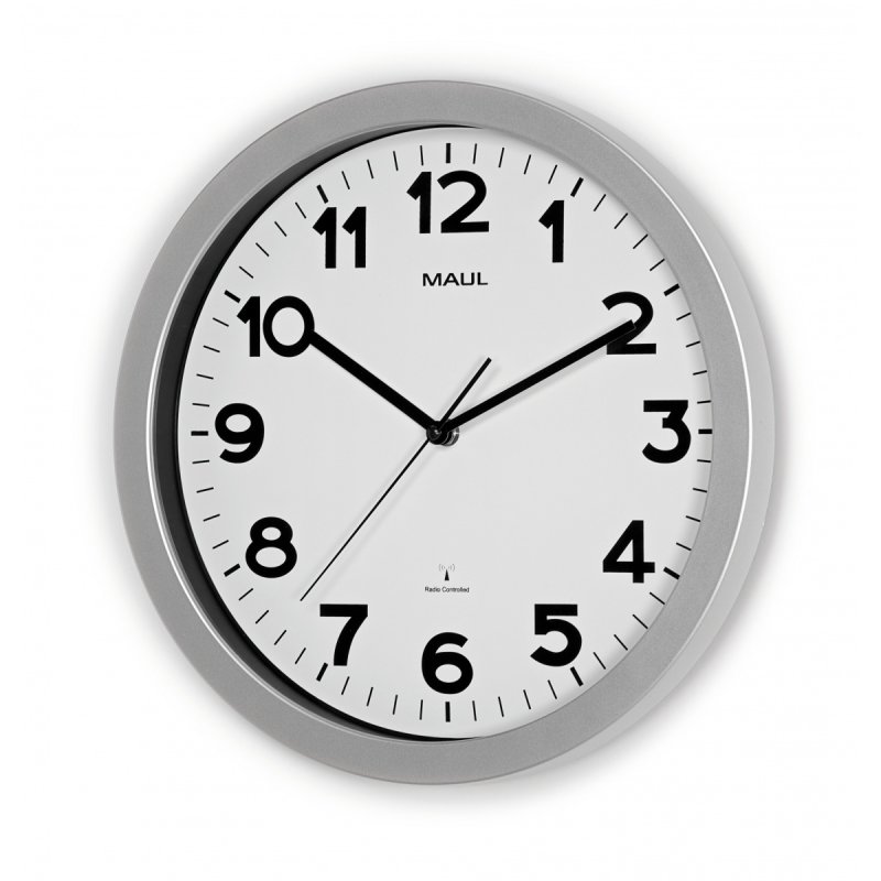 MAUL 9053595 Horloge murale et de table Horloge à quartz Cercle Argent, Blanc