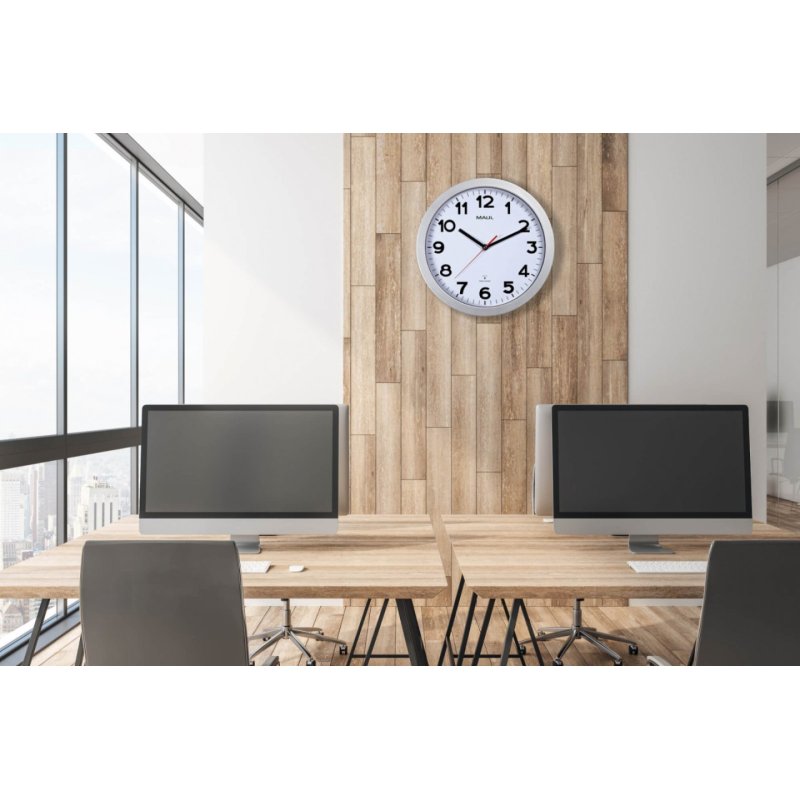 MAUL MAULstep Horloge à quartz Rond Argent, Blanc