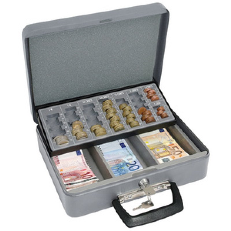 WEDO Coffret-caisse à monnaie standard, en tôle acier, gris