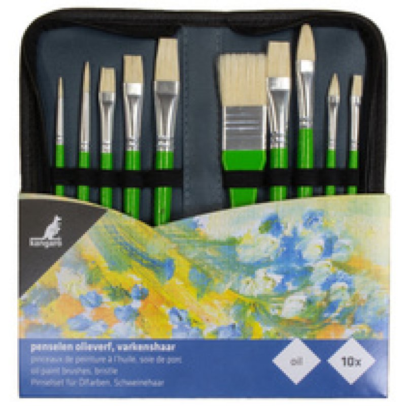 kangaro Set de pinceaux pour peinture à l'huile, 10 pièces