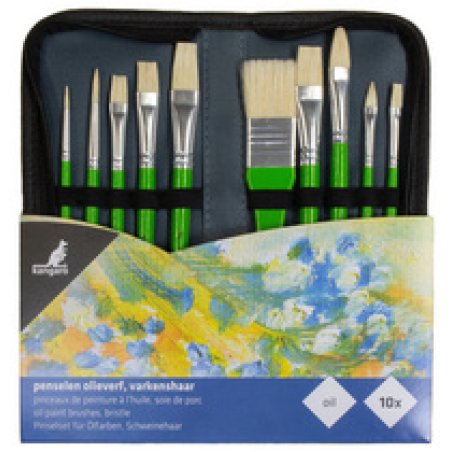kangaro Set de pinceaux pour peinture à l'huile, 10 pièces