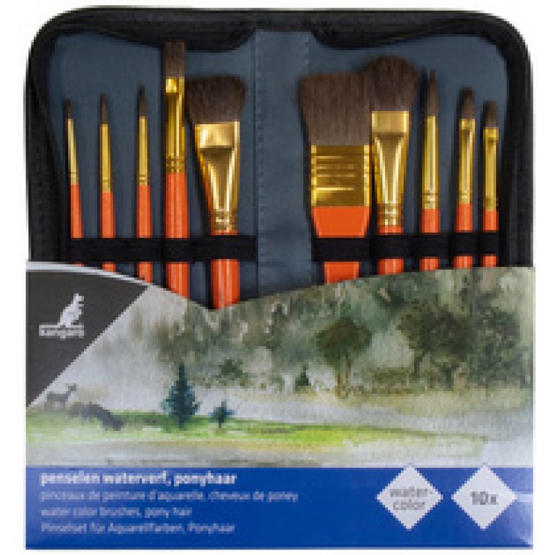 kangaro Set de pinceaux aquarelle, 10 pièces, dans un étui