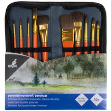 kangaro Set de pinceaux aquarelle, 10 pièces, dans un étui