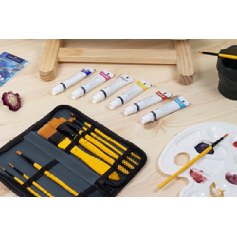 kangaro Set de pinceaux acrylique, 10 pièces, dans un étui