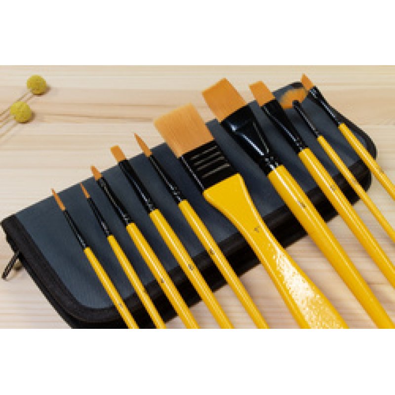 kangaro Set de pinceaux acrylique, 10 pièces, dans un étui