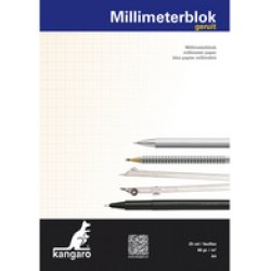 kangaro Bloc de papier millimétré, A4, 80 g/m2, 25 feuilles