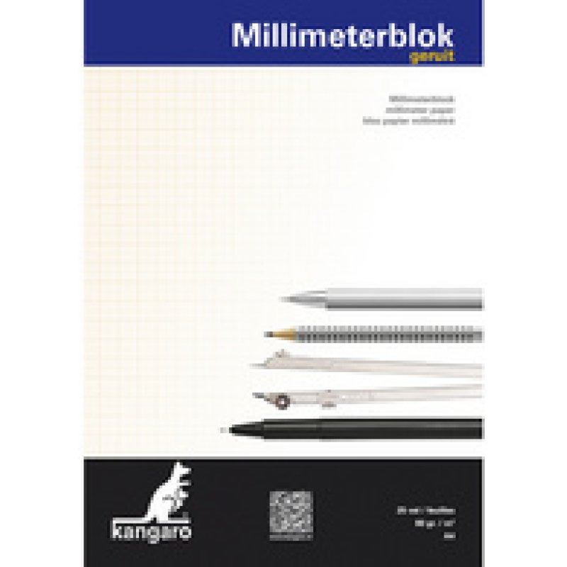 kangaro Bloc de papier millimétré, A4, 80 g/m2, 25 feuilles