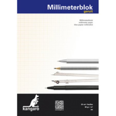 kangaro Bloc de papier millimétré, A4, 80 g/m2, 25 feuilles