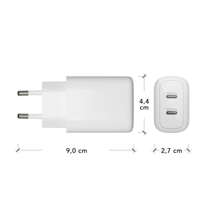 Dbramante1928 - Re-charge - Wall Charger GaN - 2x USB-C 25W EU - White
