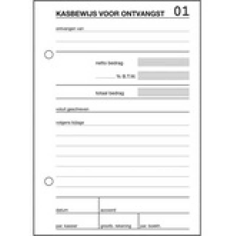 Expres Kasboek Ontvangst, A6 staand, 100 vel