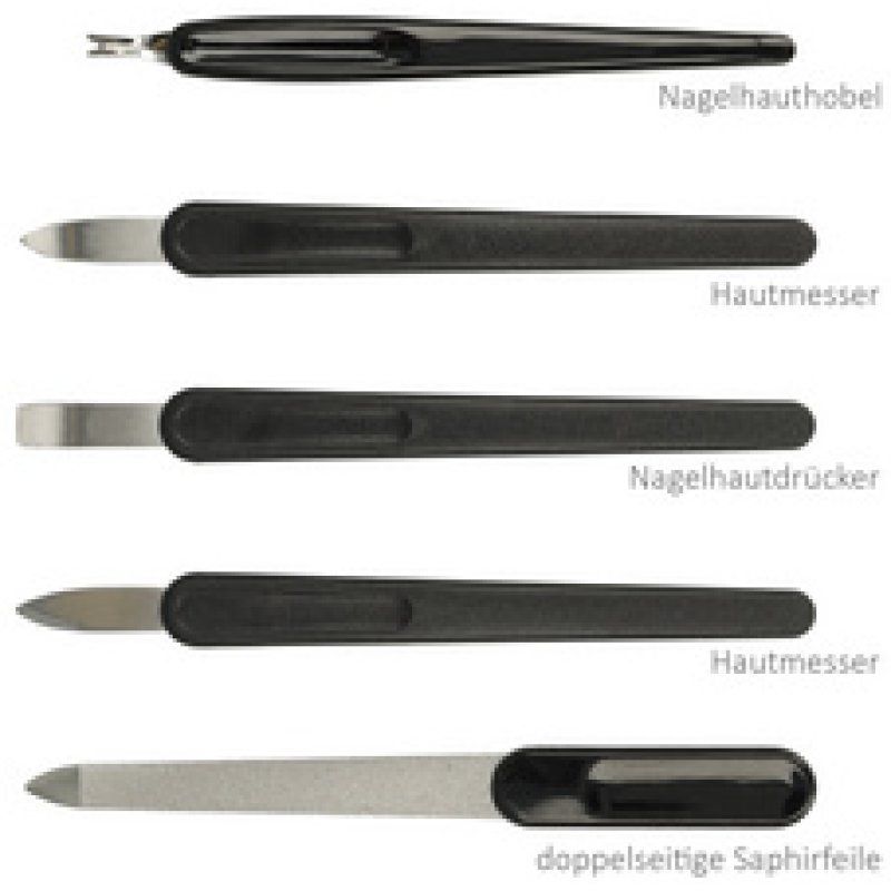 Clauss Kit de manucure, étui en cuir, 10 pièces, noir