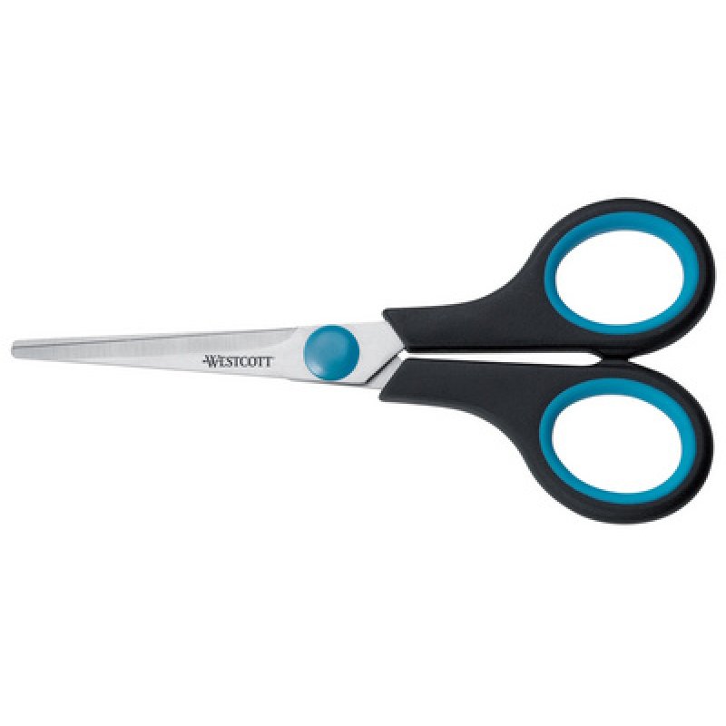 WESTCOTT Ciseaux Easy Grip, longueur: 175 mm, bleu/noir