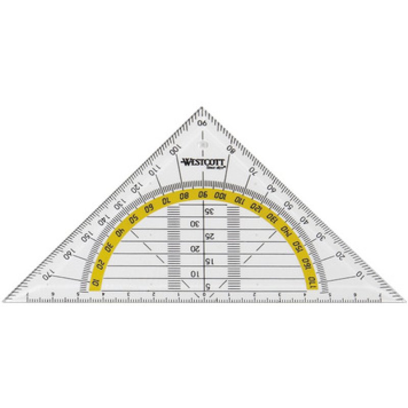 WESTCOTT Equerre géométrique, hypoténuse: 140 mm