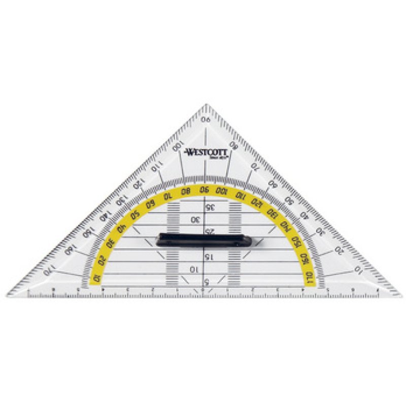 WESTCOTT Equerre géométrique, hypoténuse: 220 mm, poignée