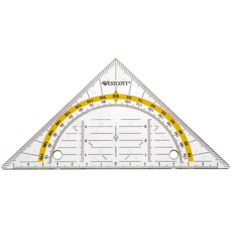 WESTCOTT Equerre géométrique avec perforations pour classeur