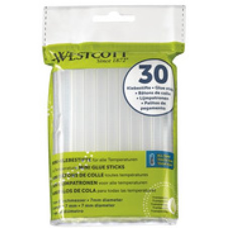 WESTCOTT Bâtons de colle à chaud, diamètre: 7 mm, 30 pièces