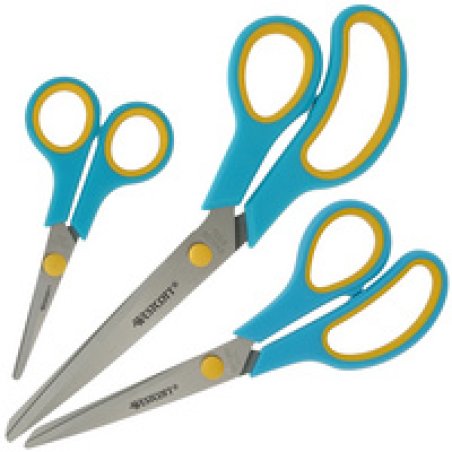 WESTCOTT Ciseaux Easy Grip, set de 3, cassis/jaune citron