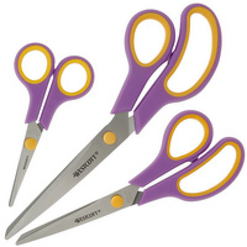 WESTCOTT Ciseaux Easy Grip, set de 3, cassis/jaune citron