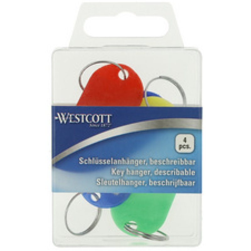 WESTCOTT Porte-clé avec anneau, pack de 10, assorti