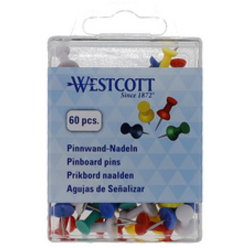 WESTCOTT Épingle pour tableau en liège, assorti, 60 pièces