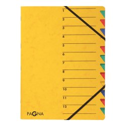 PAGNA trieur "EASY", A4, carton, 12 compartiments, jaune
