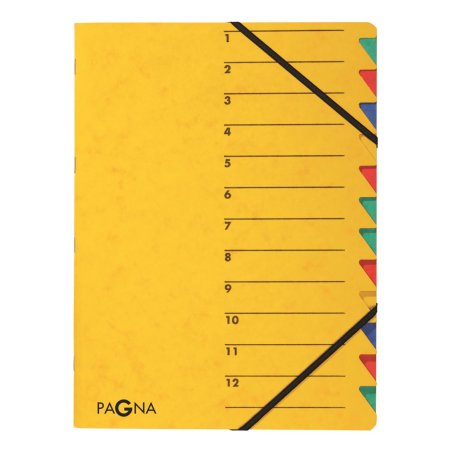 PAGNA trieur "EASY", A4, carton, 12 compartiments, jaune
