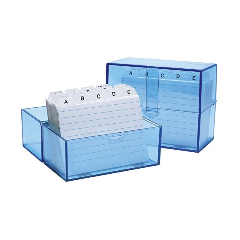 WEDO Boîte à fiches A7 paysage, bleu transparent