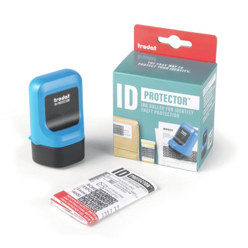 Trodat ID Protector Ink Roller, Sky-Blue, Black Pad, Eng Packaging Instruction Sheet En