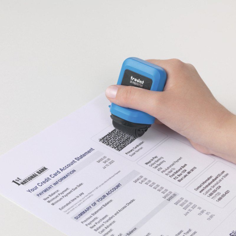 Trodat ID Protector Ink Roller, Sky-Blue, Black Pad, Eng Packaging Instruction Sheet En