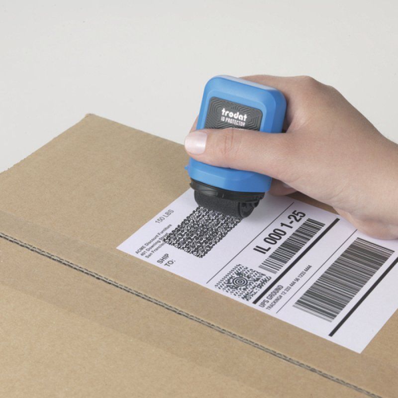 Trodat ID Protector Ink Roller, Sky-Blue, Black Pad, Eng Packaging Instruction Sheet En