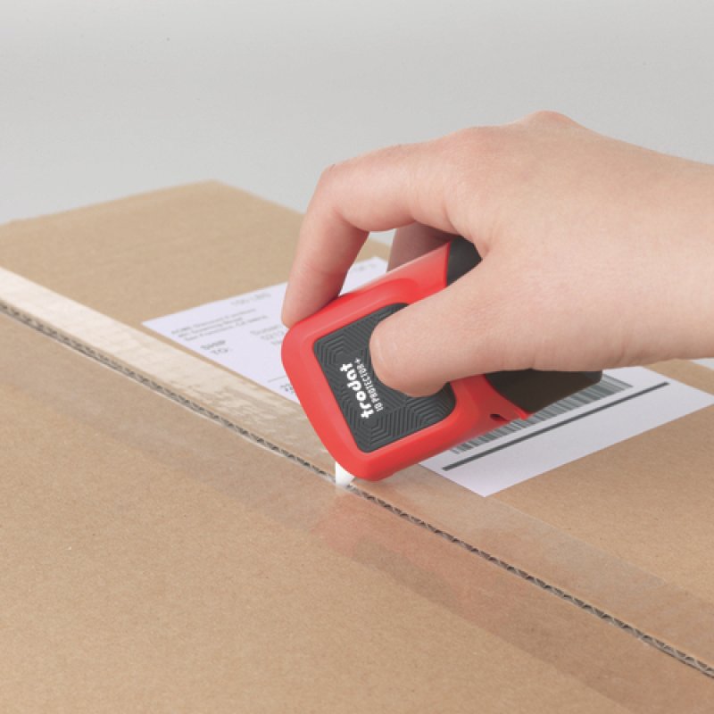 Trodat ID Protector Ink Roller Incl. Box/Letter Opener, Flame Red, Black Pad, Eng Pack